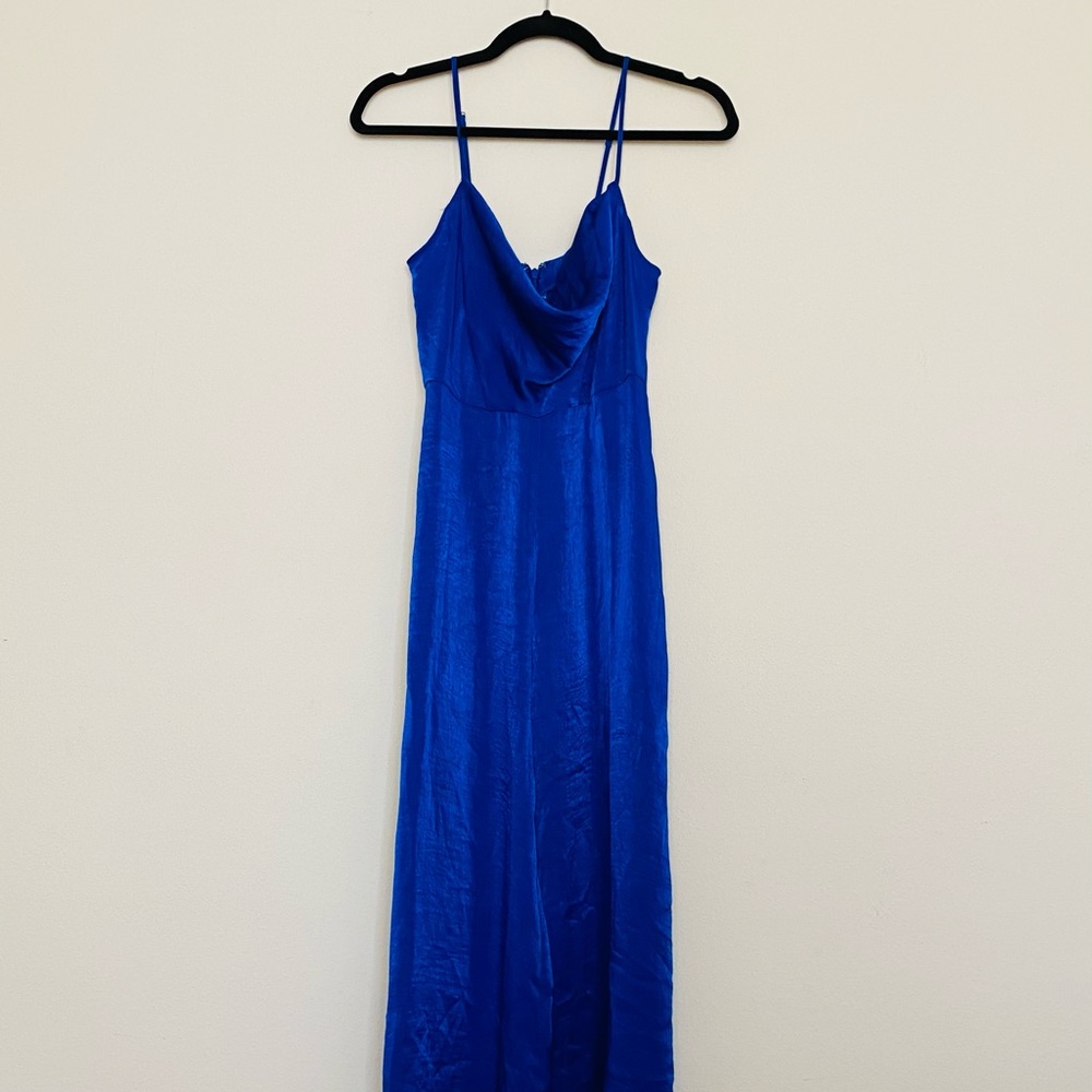 Satin Cowl Neck Wide Leg Jumpsuit